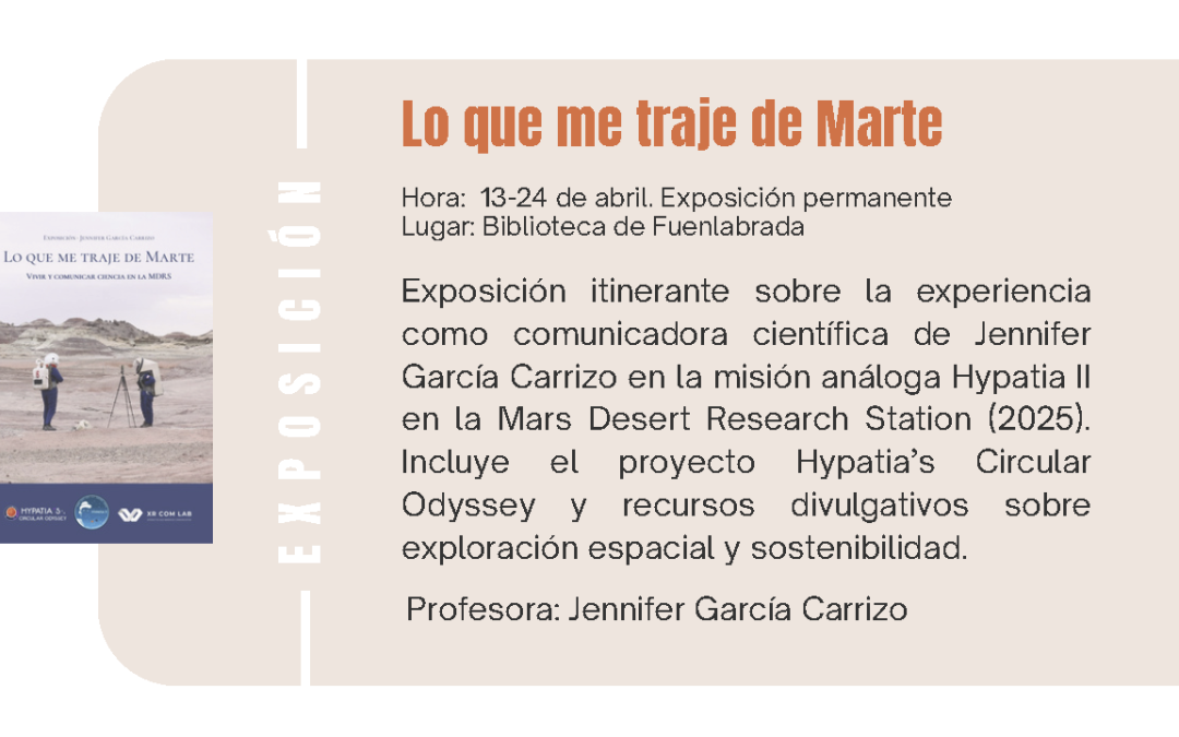Hypatia´s Circular Odyssey llega a la Semana de la Cultura de la URJC: una exposición y una charla para acercar Marte a la sociedad