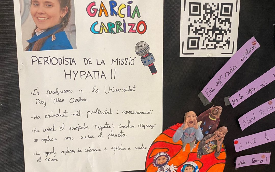 Los estudiantes de 1º de Primaria de una escuela de Sabadell descubren a la periodista de la misión Hypatia II y a otras científicas de Hypatia Mars